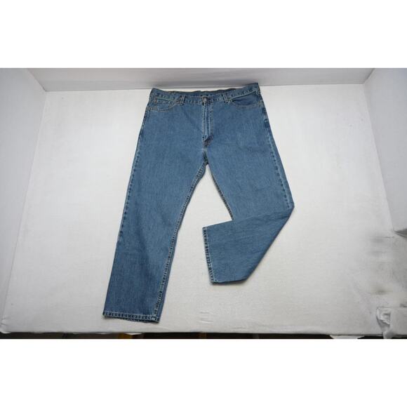Levi's 505 Regular Fit Straight Rugged Denim Blue Jeans Mens Sz 44 x 30 - Picture 2 of 8